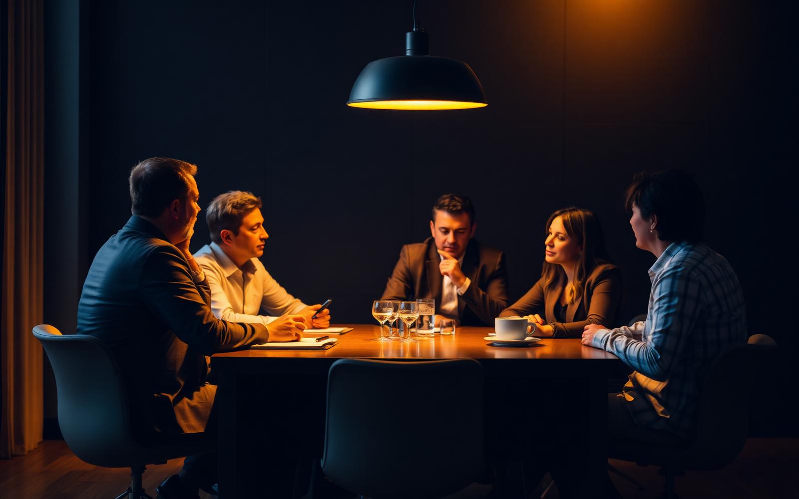Coach de liderazgo facilitando una sesión con un equipo ejecutivo